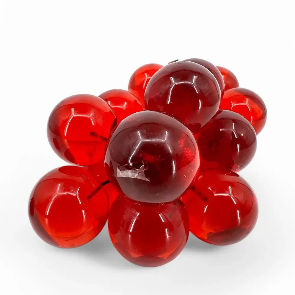 MCM Lucite Acrylic Red Grapes Cluster on Driftwood Stem Vintage Centerpiece - Picture 6 of 11